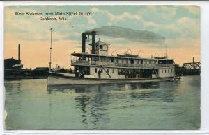 River Steamer Oshkosh Wisconsin 1912 postcard