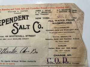 1926 Independent SALT COMPANY Red Cross Table Salt NEW YORK Bill Letterhead