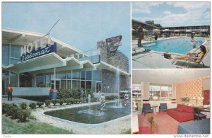 Diplomat Motor Hotel, Fountain, Swimming Pool & Bedroom, Washington D. C., 40...