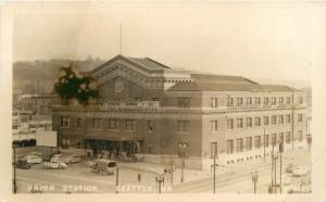 Autos Truck 1940s Union Station Seattle Washington RPPC real photo postcard 7734