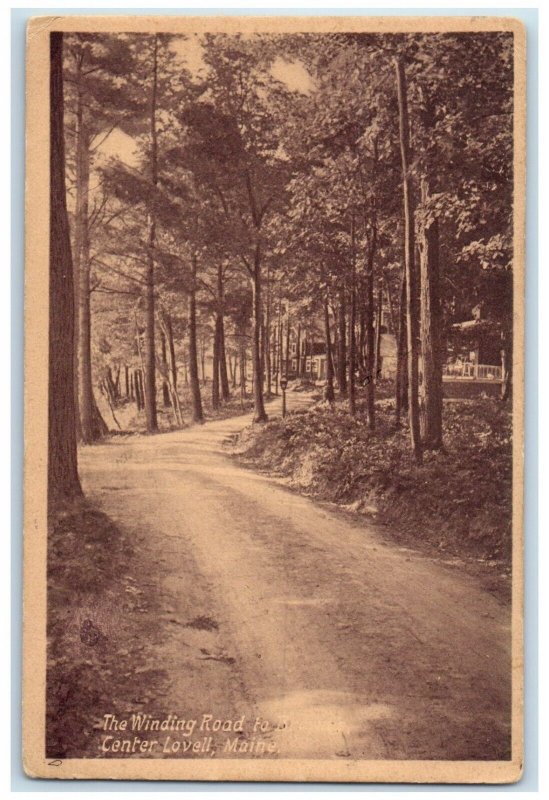 1912 Winding Road Pathway Center Lovell Maine ME Vintage Antique Posted Postcard