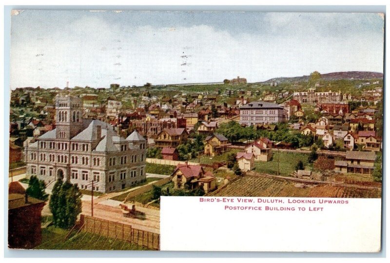 1910 Bird's-Eye Duluth Looking Upwards Post Office Building Minnesota Postcard 