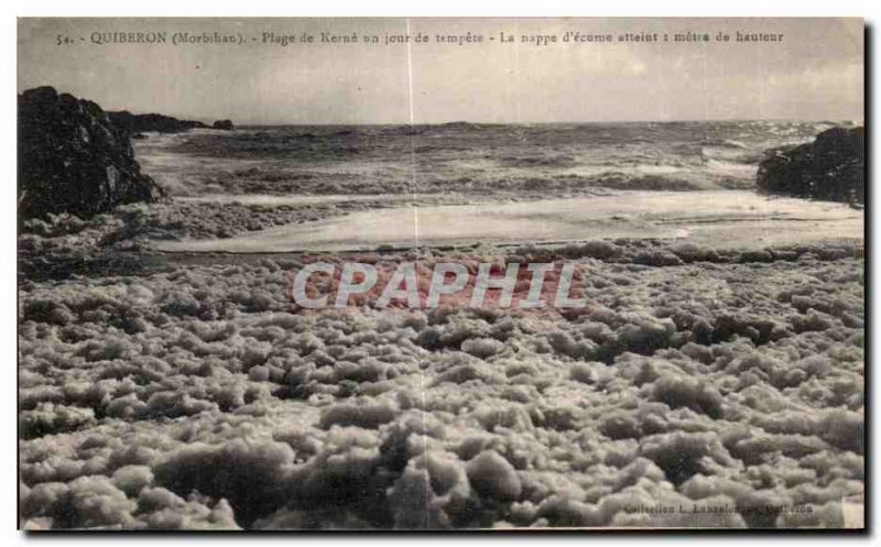 Old Postcard Quiberon (Morbihan) Kerne range one day the storm