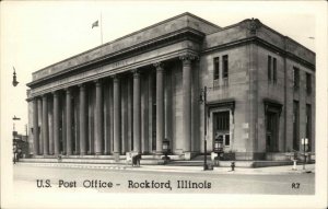 Rockford Illinois IL Post Office Real Photo Vintage Postcard