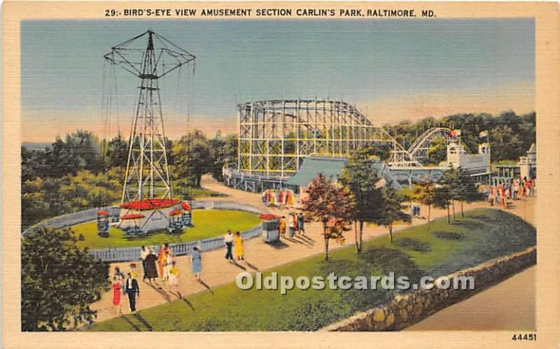 Bird's Eye View Amusement Section, Carlin's Par Baltimore, Maryland, MD, USA ...