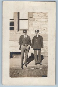 c1910's Two Men Employees Railroad RPPC Photo Unposted Antique Postcard