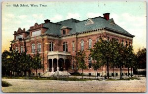 High School Waco Texas Campus Building Front Street View Postcard