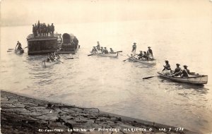 J20/ Marietta Ohio RPPC Postcard c1950s Re-Enact Landing Pioneers Boats 14