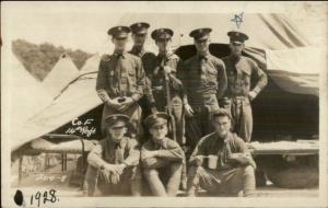 US Military Co F 14th Regiment Group Pose Real Photo Postcard