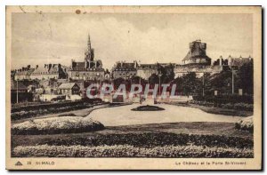 Postcard Old St Malo Le Chateau and the Porte St Vincent