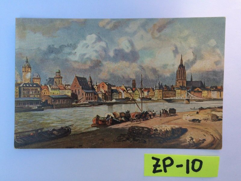 Frankfurt A M Water view with buildings and horses Vintage Postcard ZP-10 