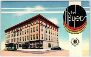 MATTOON, Illinois  IL   Roadside HOTEL BYERS  ca 1940s Linen  Postcard