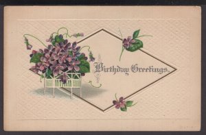 Birthday Greetings Flowers - embossed - DB