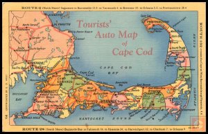 Tourists' Auto Map of Cape Cod, MA