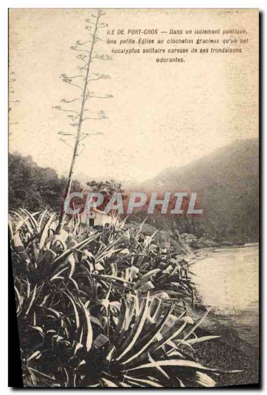 Old Postcard Ile de Port Cros In a poetic isolation a small church in a beaut...