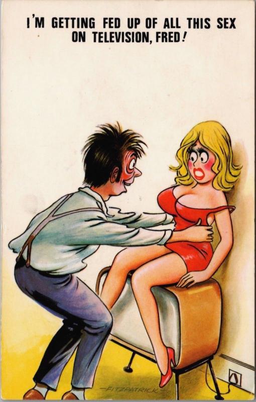 Sex on Television TV Risqué Saucy Comic Humour Bamforth #12 Postcard D40