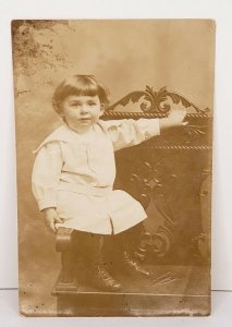 RPPC Manchester NH Duclos Studio Elm St Victorian Child Posing Postcard B5