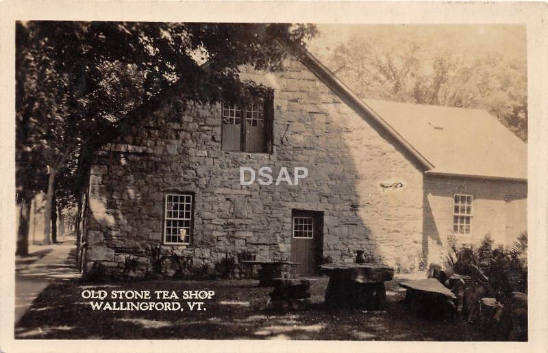 C67/ Wallingford Vermont VT Real Photo RPPC Postcard c1920 Old Stone Tea Shop