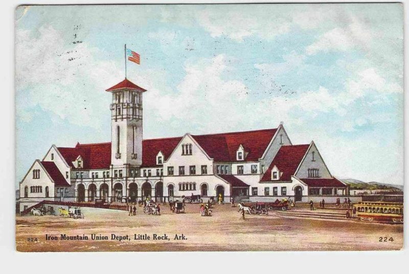 PPC POSTCARD ARKANSAS IRON MOUNTAIN UNION DEPOT LITTLE ROCK 1911