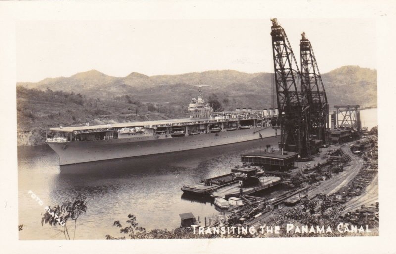 Panama Canal Aircraft Carrier Transiting The Canal Real Photo sk3416