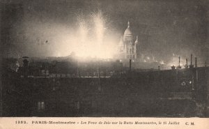 Vintage Postcard 1910's View The Bonfires on the Butte Montmartre Paris France