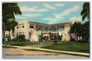 Fort Lauderdale Florida Postcard Mirador Apartments Facing Ocean c1940 Vintage