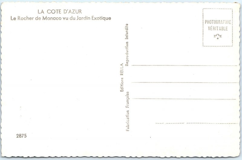 c1930s Monaco RPPC Exotic Garden La Cote d'Azur Le Rocher Cacti Succulents A348