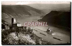 Postcard Modern Gutenfels und die Plalz The Rhine near Kaub Gutenfels Castle