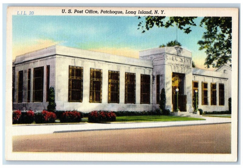 c1940's US Post Office Patchogue Long Island New York NY Vintage Postcard