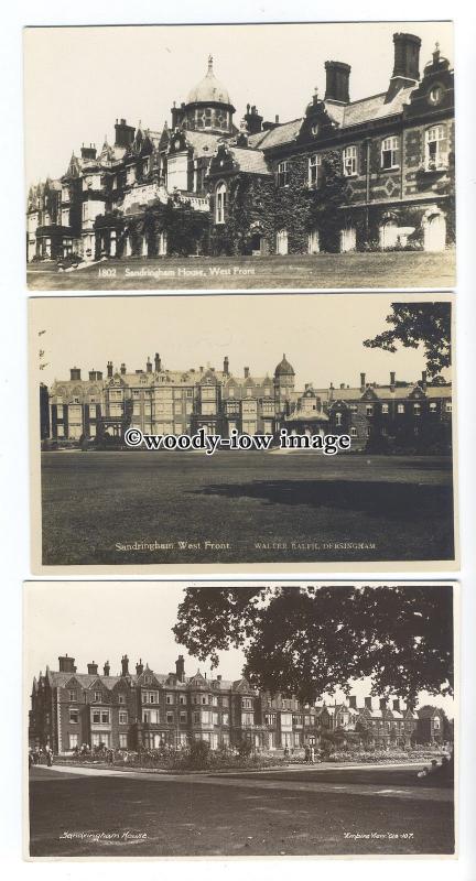 tq1640 - Norfolk - Sandringham House & Lawns, West Front - 3 Postcards