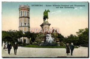 Postcard Old Dusiburg Kaiser Wilhelm Denkmal mit Wasserturm auf dem Kaiserberg