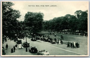 Vtg London England UK Rotten Row Old Cars 1910s Street View Postcard