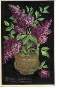 Flowers in a vase  Old vintage German postcard