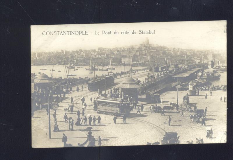 RPPC CONSTANTINOPLE TURKEY LE LE PONT STAMBUL BRIDGE OLD REAL PHOTO POSTCARD