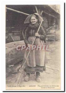 Engwiller (Alsace) Old Postcard Old woman TOP sweeper