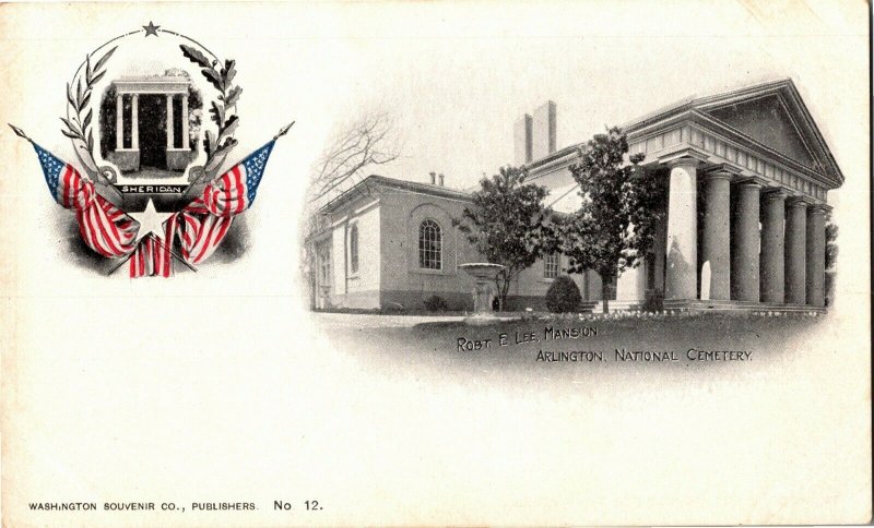 Robert E. Lee Mansion, Arlington National Cemetery VA UDB Vintage Postcard E49 