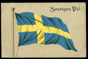 Flag of Sweden. Sveriges Val. Undivided back postcard.