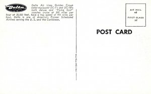 Vintage Postcard Delta Air Lines Golden Crown Radar Equipped DC-7 & DC-7B's