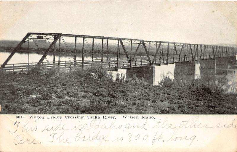 F7/ Weiser Idaho Postcard c1910 Wagon Bridge Snake River