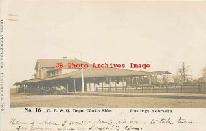 Depot, Nebraska, Hastings, RPPC, Chicago Burlington & Quincy Railroad Station