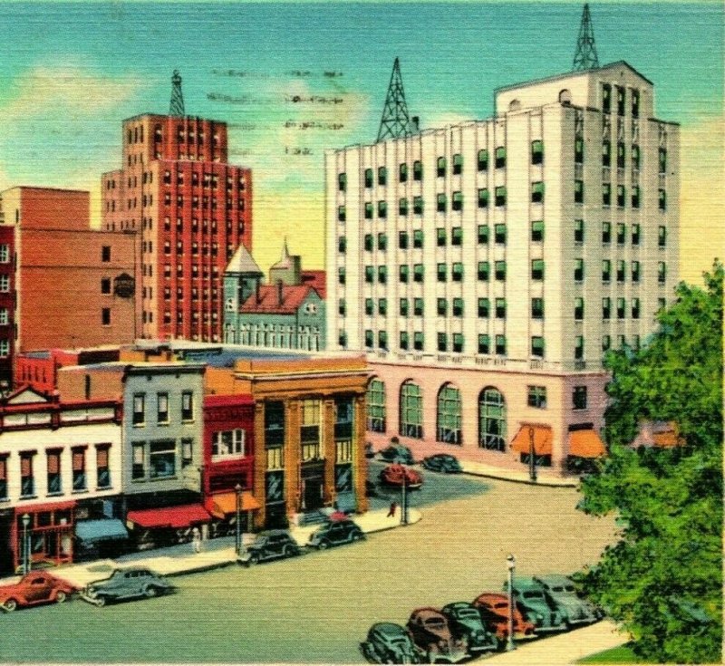 Mansfield Ohio Oh Mansfield Paisaje Urbano 1942 Vtg Lino Tarjeta Postal Curteich