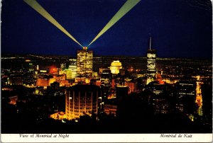 VINTAGE CONTINENTAL SIZE POSTCARD VIEW OF MONTREAL CANADA AT NIGHT