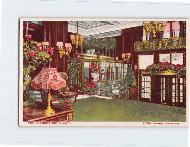 Postcard Lobby Showing Entrance, The Blackstone, Chicago, Illinois