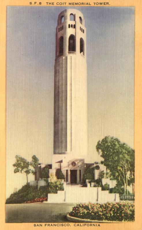 Coit Memorial Tower on Telegraph Hill - San Francisco CA, California - Linen