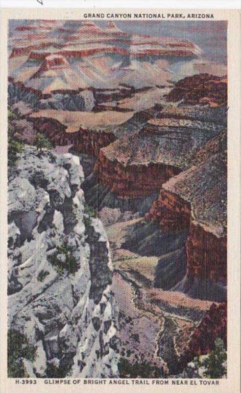 Arizona Grand Canyon Glimpse Of Bright Angel Trail From Near El Tovar Fred Ha...