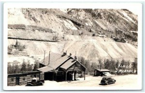 RPPC MONARCH, CO Colorado ~ Roadside GAS STATION Cabins & Mine c1940s Postcard