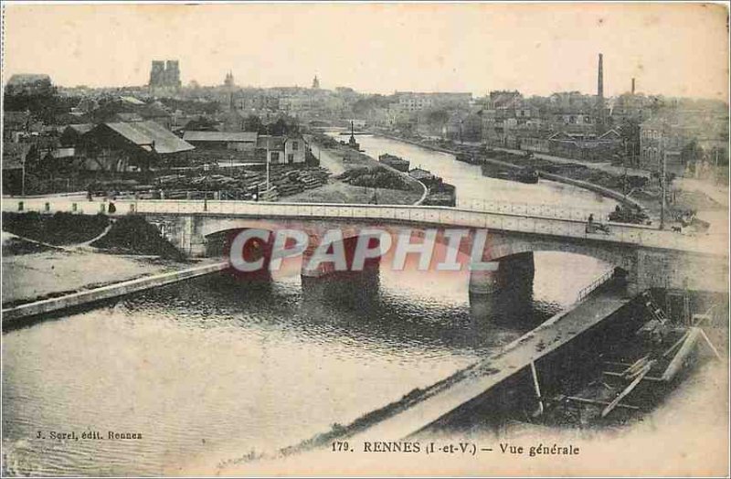 Old Postcard Rennes I and V General view