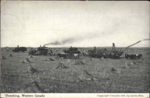 Farming Threshing in Canada Publ in Moose Jaw Saskatchewan Postcard c1910