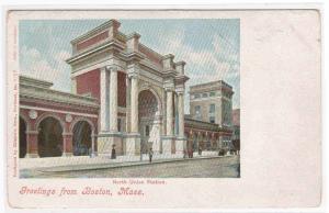 North Union Train Station Depot Boston Massachusetts 1905c postcard