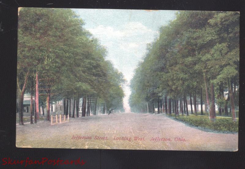 JEFFERSON OHIO JEFFERSON STREET SCENE RESIDENCE ANTIQUE VINTAGE POSTCARD